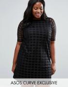 Asos Curve Shift Dress In Cage Mesh - Black