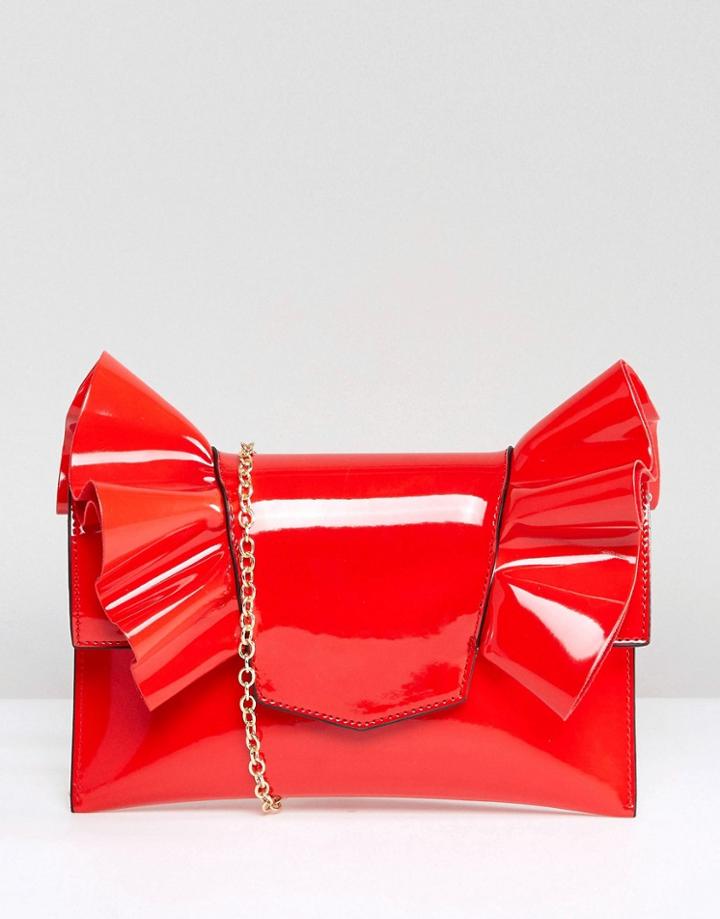Missguided Patent Bow Clutch Bag - Red