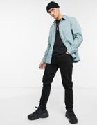 Topman Long Sleeve Twill Shirt In Blue-blues
