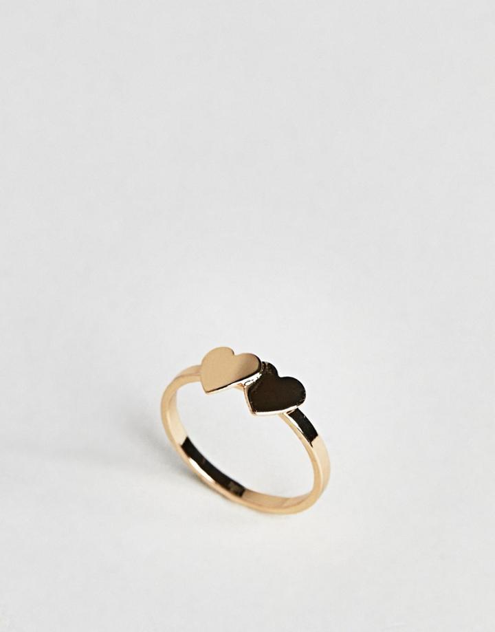 Asos Double Heart Ring - Gold