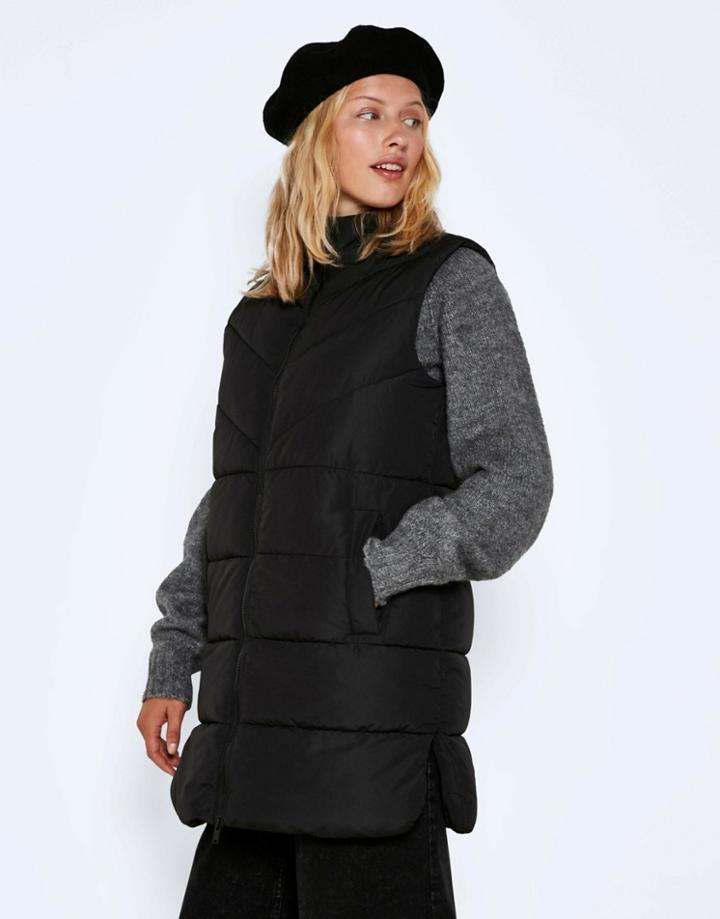 Noisy May Longline Padded Vest In Black