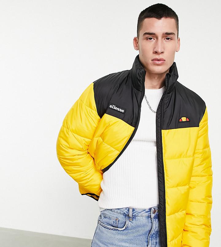 Ellesse Color Block Puffer In Yellow & Black Exclusive To Asos