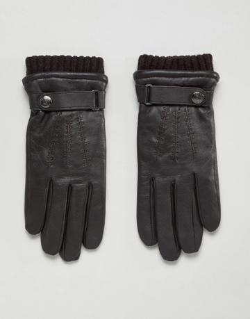 Dents Henley Leather Touchscreen Gloves - Brown