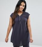 New Look Curve Zip Detail Tunic - Gray
