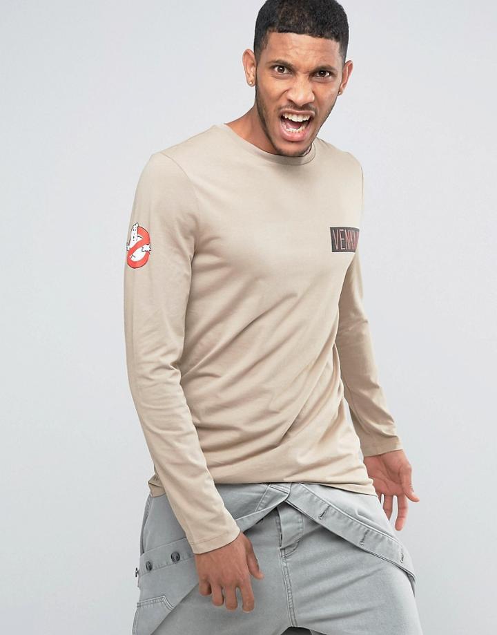 Asos Ghostbusters Venkman Long Sleeve Top - Beige