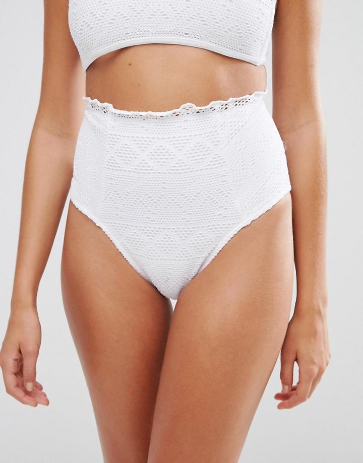 Asos Mix And Match Crochet Lace High Waist Bikini Bottom - White