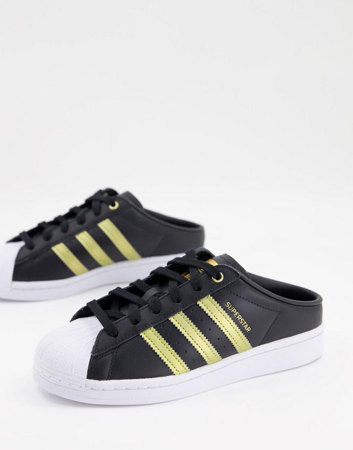 Adidas Originals Superstar Mules In Black