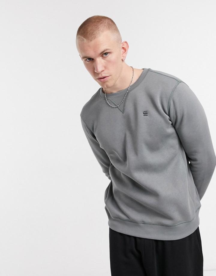 G-star Core Small Logo Crew Neck Sweatshirt In Gray-grey