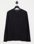 Tommy Hilfiger Organic Cotton Icon Logo Stretch Slim Fit Long Sleeve Top In Black