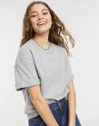 Monki Barka Organic Cotton T-shirt In Gray Marl-grey