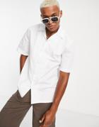 Bando Slinky Cotton Short Sleeve Camp Collar Shirt In White