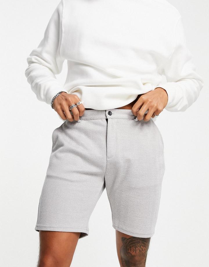 Mauvais Zig Zag Knit Shorts Set In Gray-grey