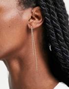 Asos Design Drop Earrings In Fine Chain Design In Gold Tone