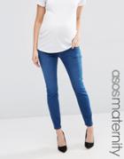 Asos Maternity Ridley Skinny Jean In Bailie Wash With Under The Bump Waistband - Blue