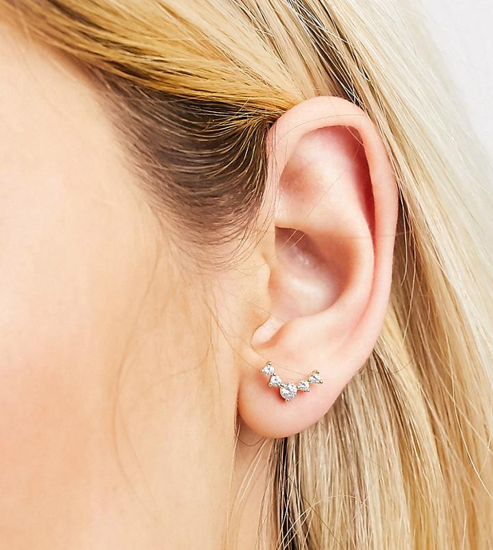Kingsley Ryan 6mm Single Piercing Crystal Climber Earring In Gold Plate