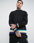 Asos Long Sleeve T-shirt With Bright Rib Hem And Cuff - Black