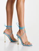Bebo Tisha Tie Leg Heels In Blue-blues
