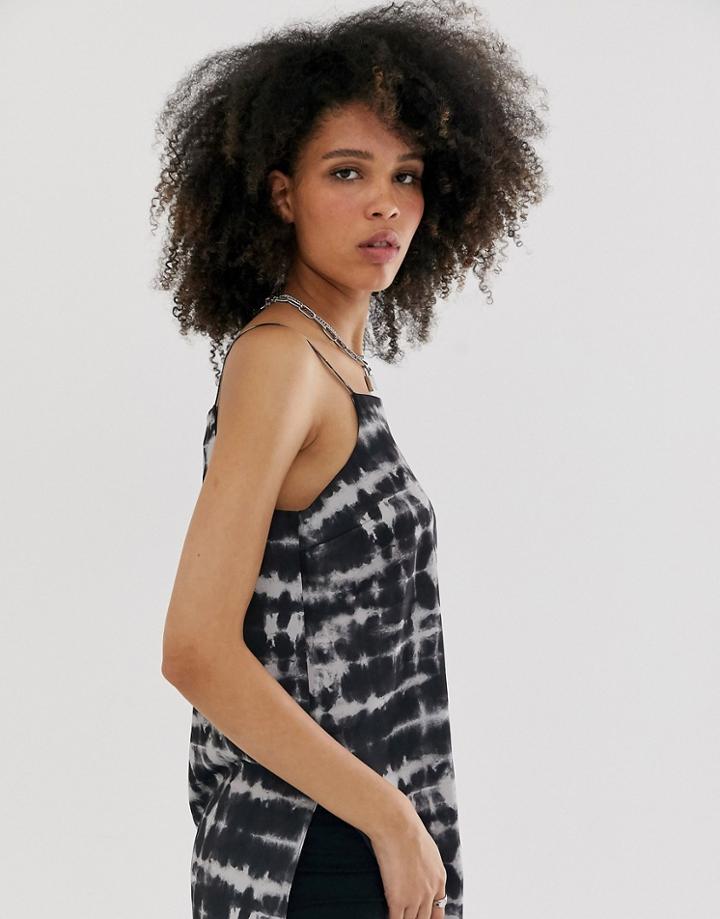 Asos Design Longline Cami In Tie Dye Print-multi