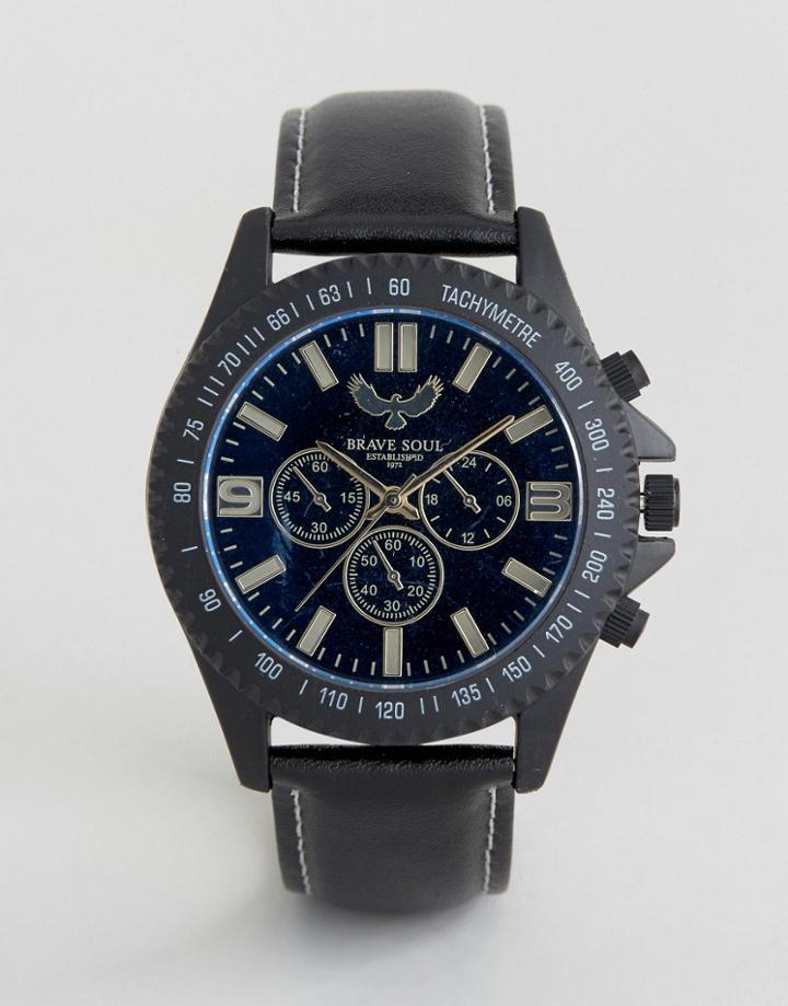 Brave Soul Black Watch With Imitation Inner Dials - Black