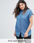 Junarose Short Sleeve Denim Shirt - Blue