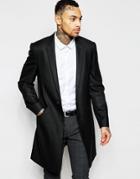 Asos Tailored Overcoat In Black - Black