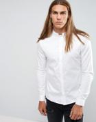 Asos Skinny Shirt In White With Mandarin Collar - White