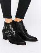 Asos Ryder Leather Buckle Ankle Boots - Black