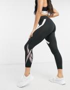 Reebok Training Leggings In Black With Rose Gold Logo