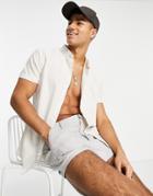 River Island Oxford Stripe Shirt In Stone-neutral