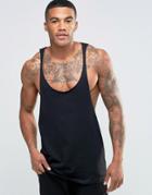Asos Tank With Extreme Racer Back And Raw Edge In Black - Black