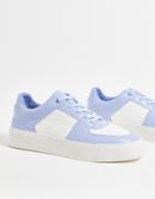 Asos Design Retro Sneakers In Pale Blue And White Mix