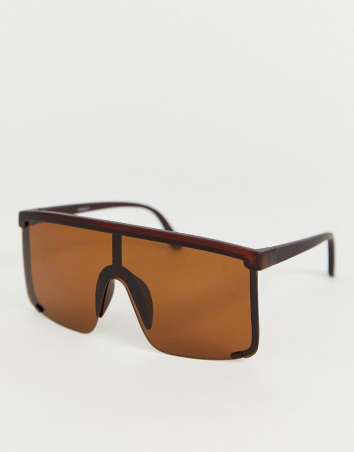 Asos Design Oversized Visor Sunglasses - Brown