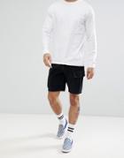 Asos Design Denim Shorts In Slim Black With Cargo Pockets - Black