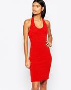 Daisy Street Knitted Dress With Halter Neck - Rust
