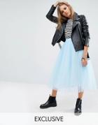 Reclaimed Vintage Tulle Midi Skirt - Blue