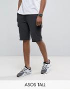 Asos Tall Skinny Jersey Shorts With Cargo Pockets In Washed Black - Black