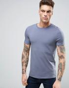Asos Muscle T-shirt In Blue With Crew Neck - Blue