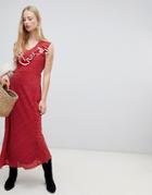 Intropia Western Maxi Dress In Polka Dot - Red