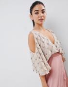 Asos Design Embellished Cold Shoulder Cape - Cream