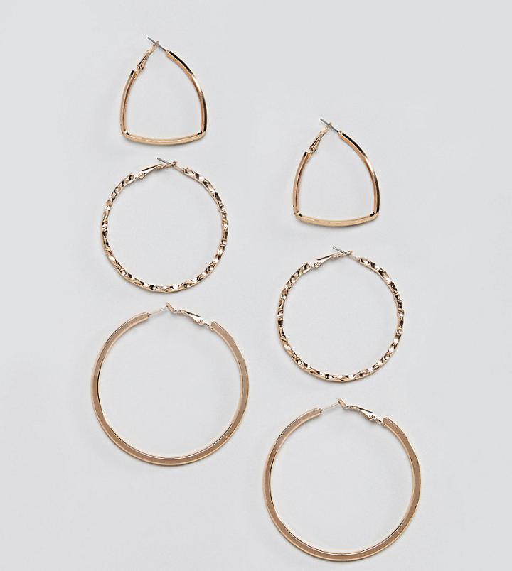 Reclaimed Vintage Inspired Hoop Multi Pack Earrings - Gold