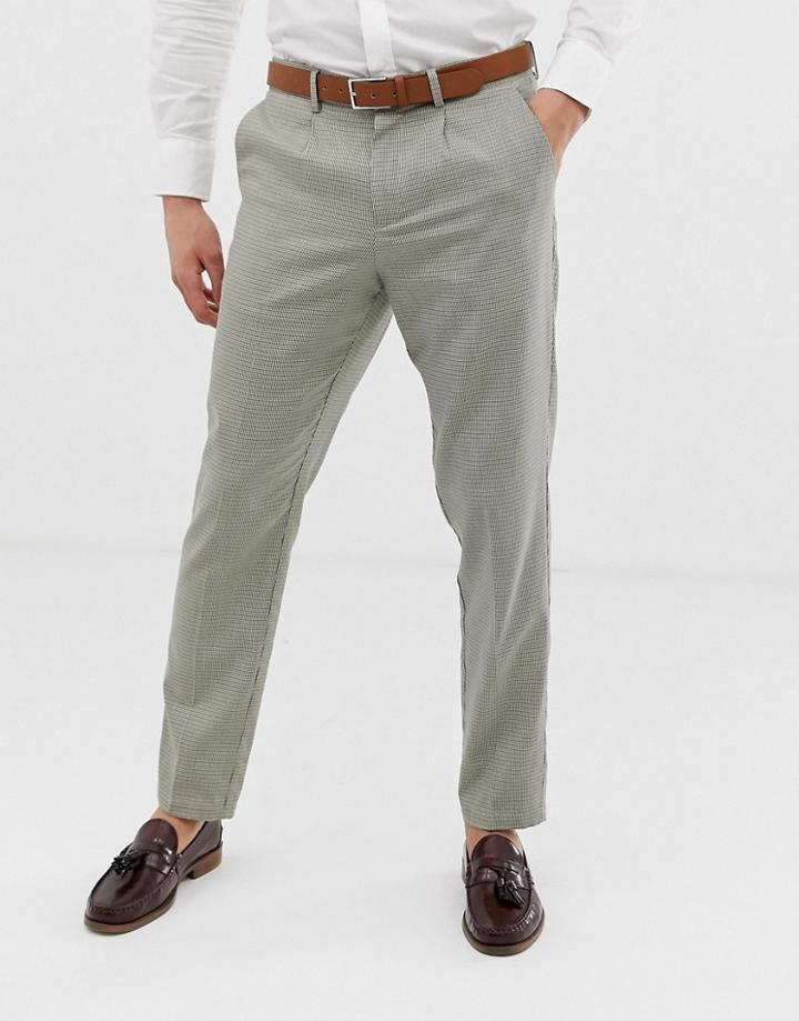 Selected Homme Smart Tapered Pants In Grid Check - Beige