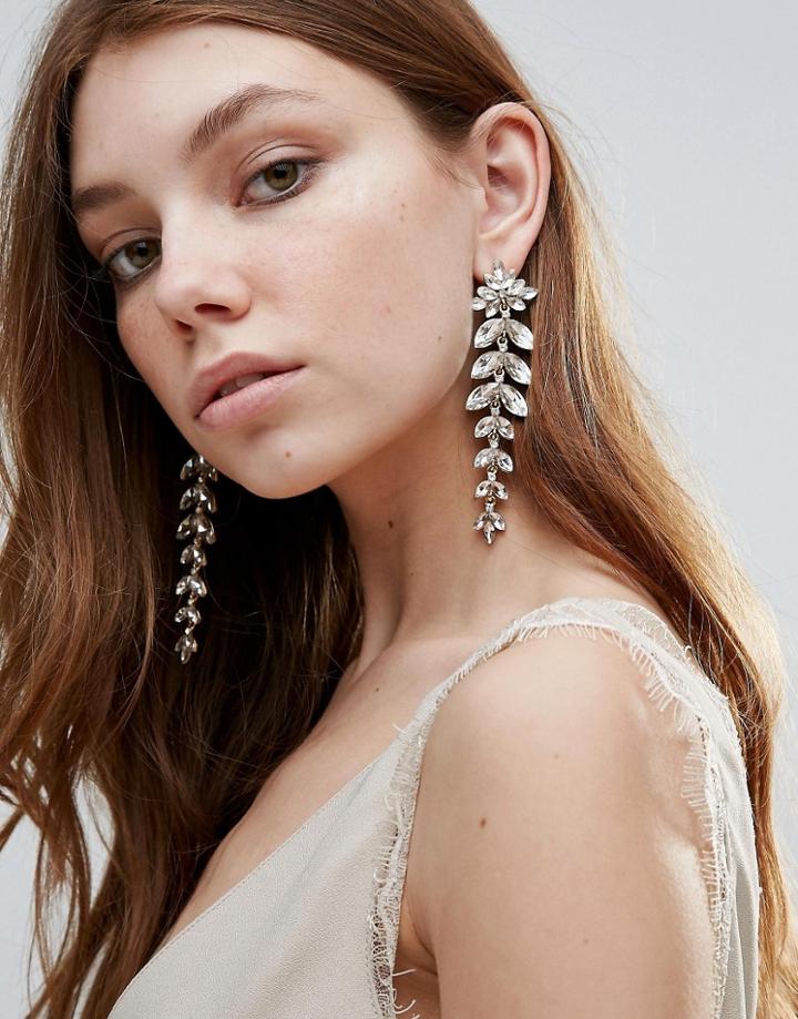 Johnny Loves Rosie Statement Shoulder Duster Strand Earrings - Clear