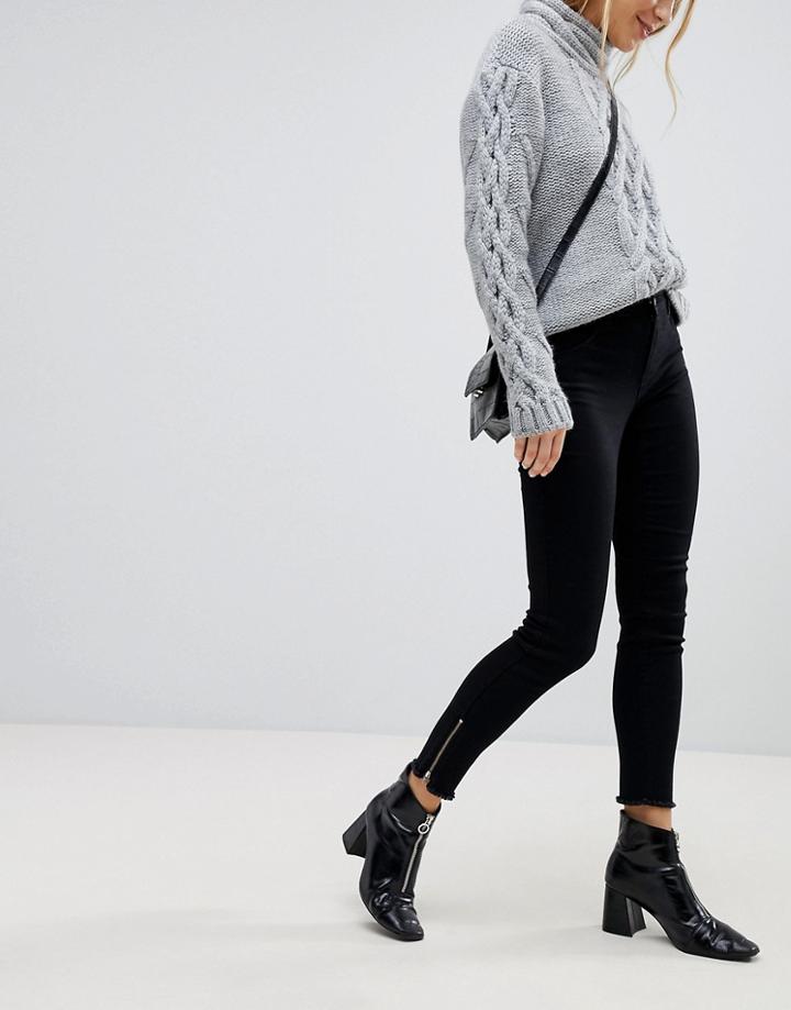 Jdy Jeans With Ankle Zip - Black