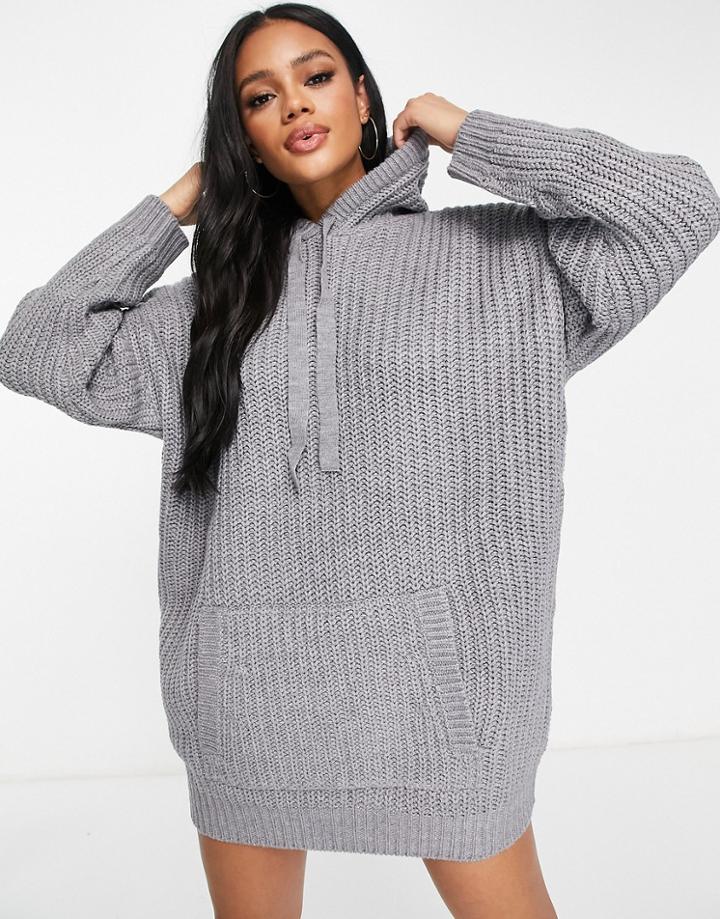 Missguided Oversized Hoodie Dress In Gray