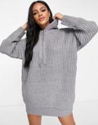Missguided Oversized Hoodie Dress In Gray
