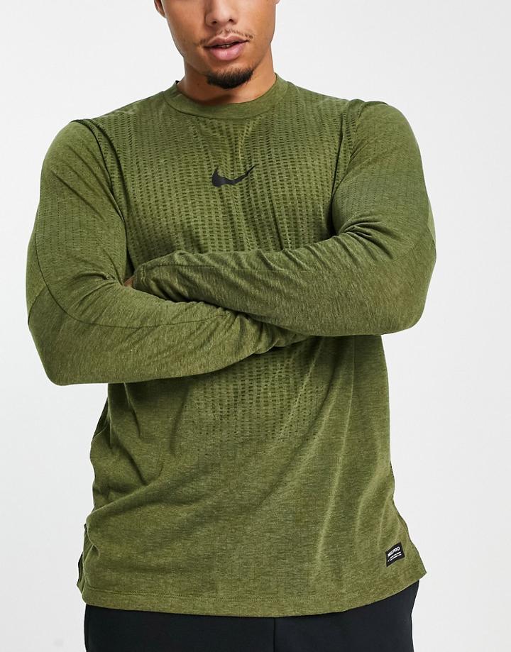 Nike Pro Dri-fit Adv Cooling Long Sleeve Top In Black-green