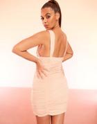 Asos Luxe Contour Ruched Mini Dress In Peach-green