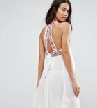 Asos Design Maternity Embroidered Sundress With Tie Back - White
