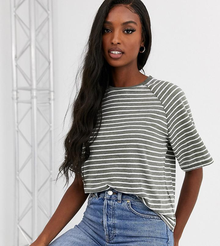 Asos Design Tall Boxy T-shirt In Burnout Stripe