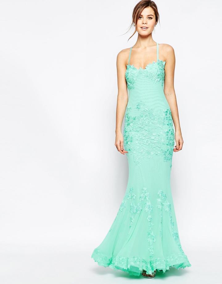 Forever Unique Porsia Maxi Dress In Lace - Mint